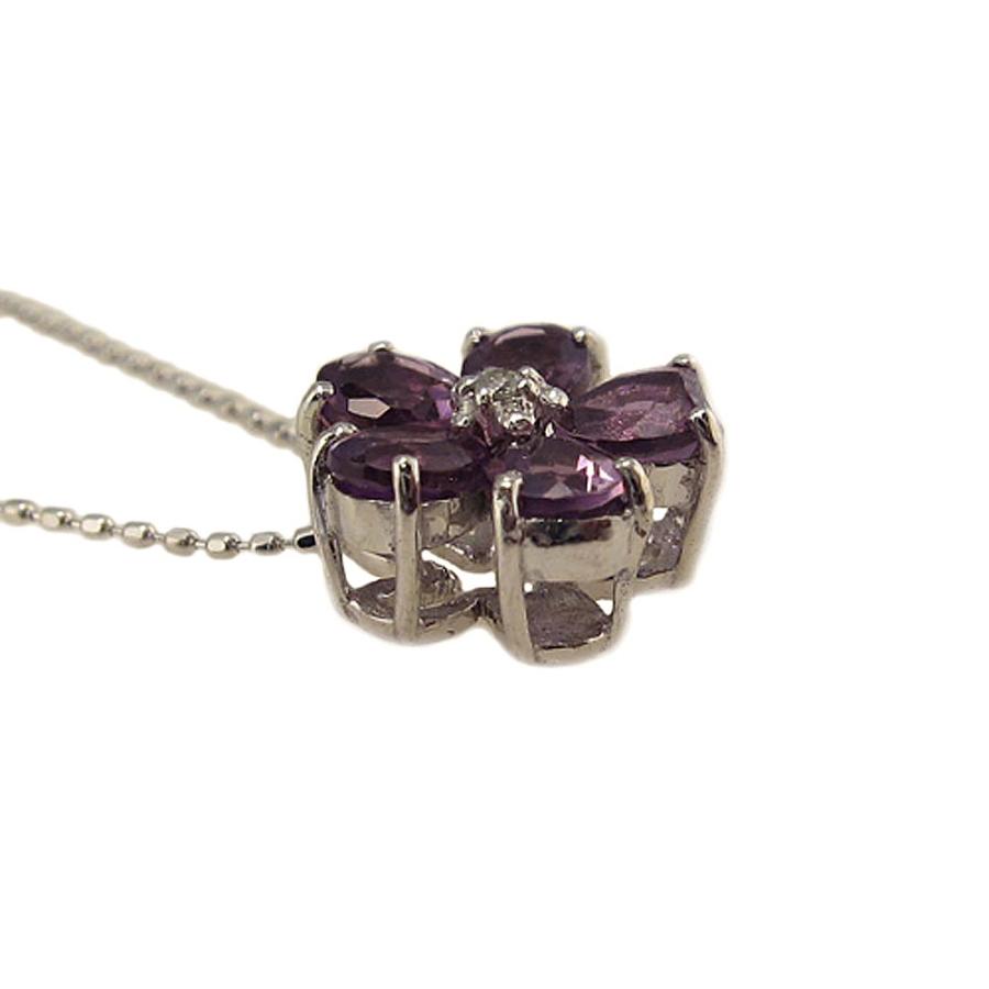 K18WG アメジスト フラワー ペンダント ネックレス : Jewellery