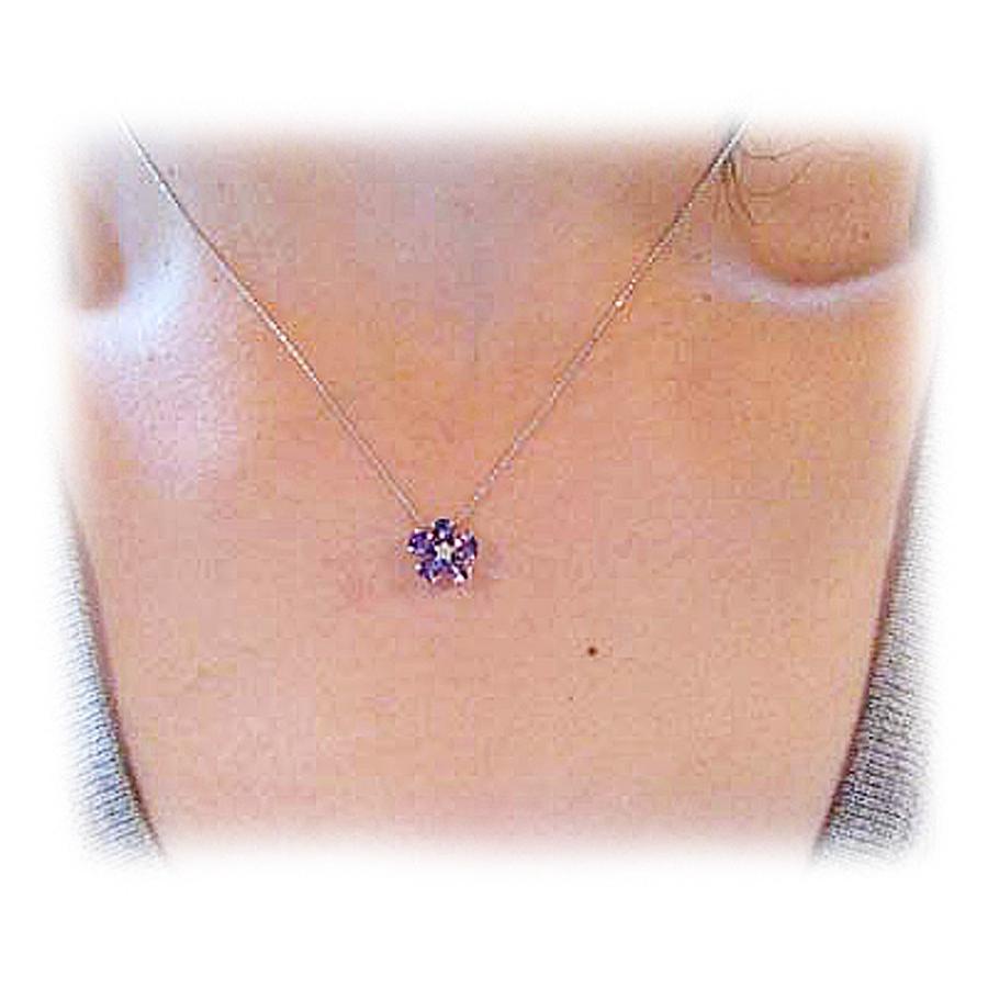 K18WG アメジスト フラワーモチーフ ネックレス K18WG アメジスト フラワー ペンダント ネックレス : Jewellery