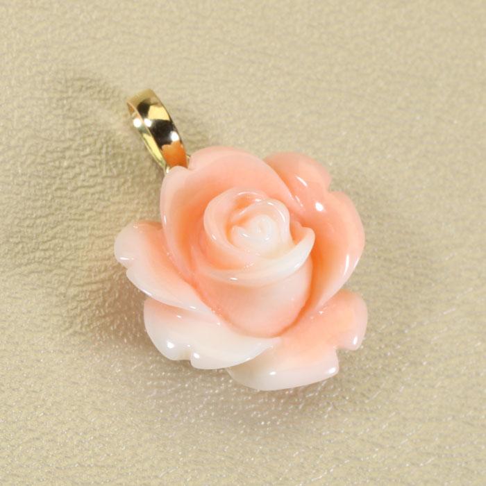 宝石珊瑚のSANSUI 桃珊瑚 スカッチ ネックレス ペンダント 薔薇 花 一