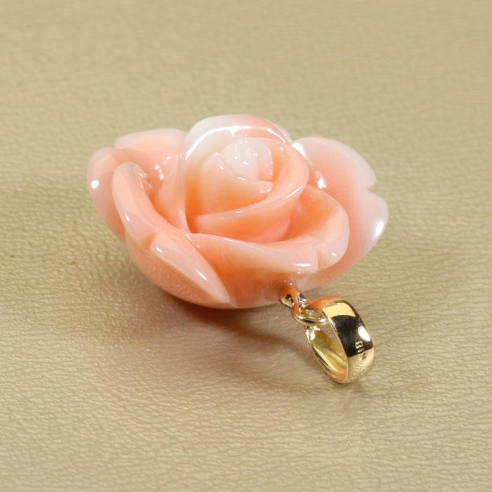宝石珊瑚のSANSUI 桃珊瑚 スカッチ ネックレス ペンダント 薔薇 花 一