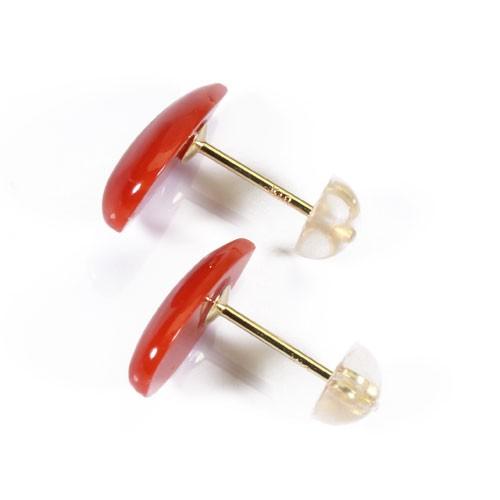 宝石珊瑚のSANSUI 地中海紅珊瑚 ピアス ペアシェープ K18 無染色
