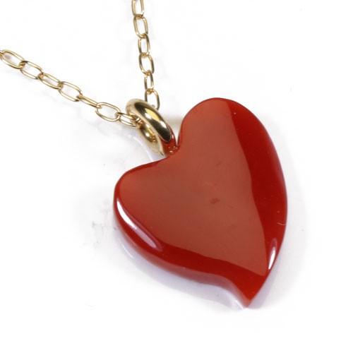 全国宅配無料 血赤珊瑚 ハート 一粒ネックレス ペンダント K18 イエローゴールド 無染色 Sansui 正規店仕入れの Ibrahimozgen Com