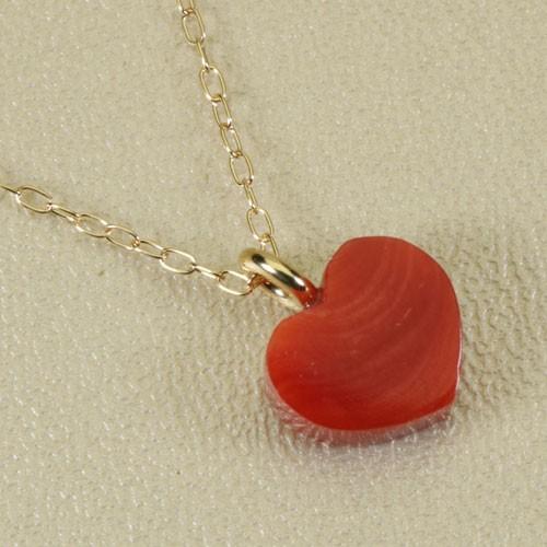 日本産 血赤珊瑚 ハート ペンダント ネックレス K18yg 無染色 Sansui 大注目 Lespakigali Com