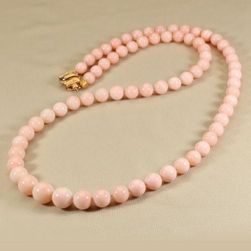 宝石珊瑚のSANSUI ミス珊瑚 ピンク ネックレス K14 イエローゴールド