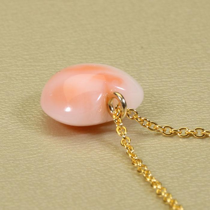 宝石珊瑚のSANSUI 深海珊瑚 ピンク ネックレス ペンダント ハート 一粒