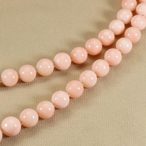 宝石珊瑚のSANSUI ミス珊瑚 ピンク ネックレス K14 イエローゴールド