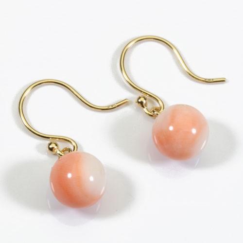 桃珊瑚 レディース スカッチ ピアス フック K18YG イエローゴールド 無染色 SANSUI