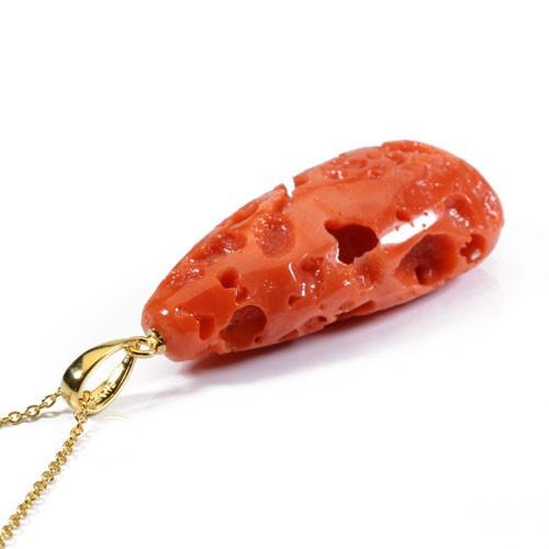 赤珊瑚 ペンダント ティアドロップ 無染色 SANSUIの画像