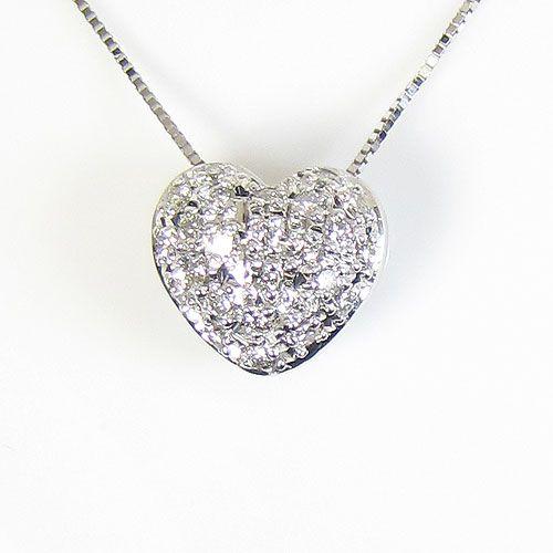 ダイヤモンド K18WG ハート ペンダント SANSUI