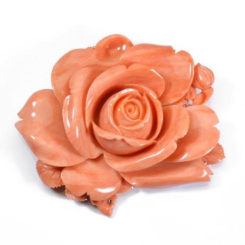 薔薇　珊瑚　ブローチ&帯留め 宝石珊瑚のSANSUI 桃珊瑚 ブローチ 帯留め 薔薇 花 無染色 SANSUI