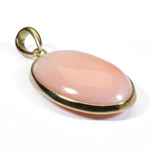 宝石珊瑚のSANSUI ガーネ珊瑚 ピンク ペンダント K18 イエローゴールド