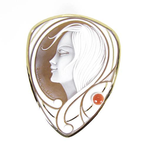 シェルカメオ K18 ペンダント ブローチ SANSUI