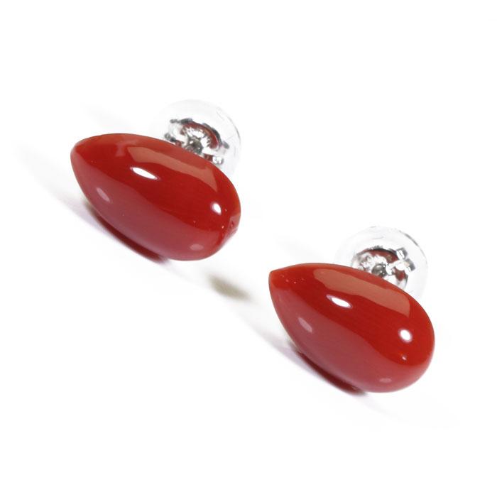 パーティを彩るご馳走や 血赤珊瑚 ジュエリー コーラル 本さんご 天然 宝石サンゴ 3月誕生石 ピアス Sansui 無染色 プラチナ Pt900 ティアドロップ レディースアクセサリー Neznacine Rs