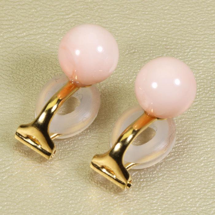 宝石珊瑚のSANSUI ピンク ミス珊瑚 イヤリング クリップ シルバー 無