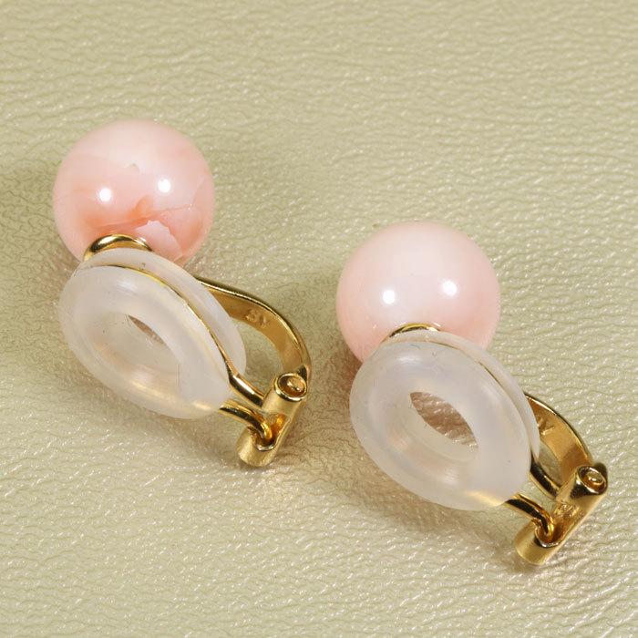 新品K18 天然ボケ珊瑚 宝石サンゴイヤリングネジバネパーツ