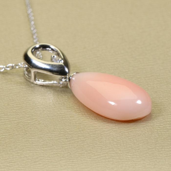 宝石珊瑚のSANSUI ピンク ミス珊瑚 ペンダント シルバー 無染色SANSUI