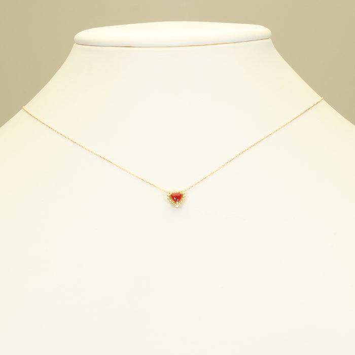 宝石珊瑚のSANSUI 血赤珊瑚 サンゴ ネックレス 一粒 ペンダント ハート 