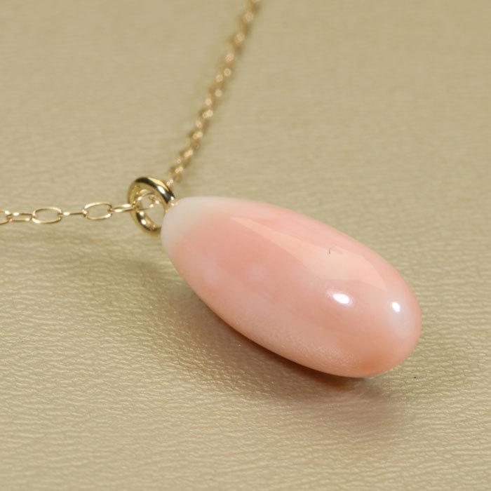 宝石珊瑚のSANSUI 桃珊瑚 ピンク 本ボケ ペンダント K18YG イエロー