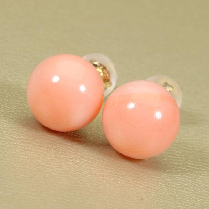 宝石珊瑚のSANSUI ガーネ 珊瑚 ピンク ピアス 丸玉 K18 18金 宝石珊瑚のSANSUI ガーネ 珊瑚 ピンク ピアス 丸玉 K18 18金