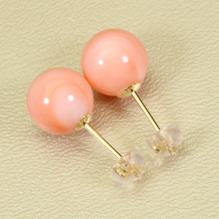 宝石珊瑚のSANSUI ガーネ 珊瑚 ピンク ピアス 丸玉 K18 18金 宝石珊瑚のSANSUI ガーネ 珊瑚 ピンク ピアス 丸玉 K18 18金