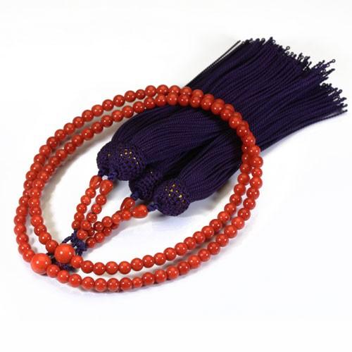 地中海紅珊瑚 サルジ 胡渡 無染色 本連 数珠 念珠 正絹 Sansui Sa 253 宝石珊瑚のsansui 通販 Yahoo ショッピング