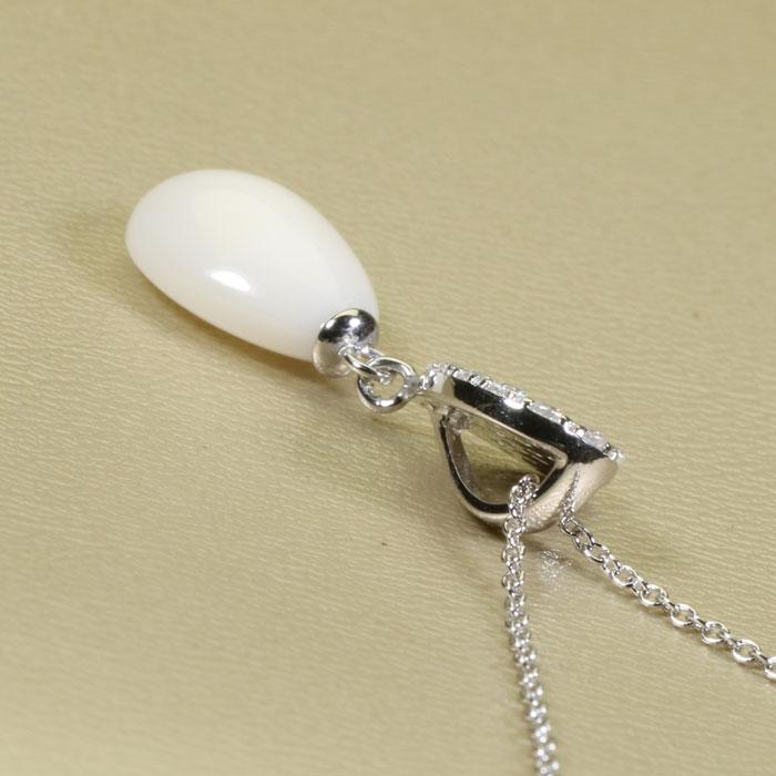 宝石珊瑚のSANSUI 白珊瑚 ネックレス ペンダント ハート シルバー 無 