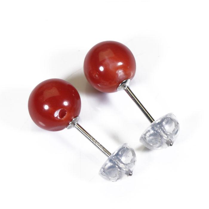 血赤珊瑚 ピアス 丸玉 Pt900 プラチナ 高知産 無染色 ピアス金具 種類