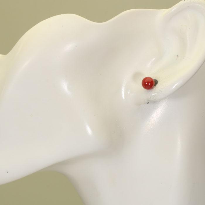 血赤珊瑚 ピアス 丸玉 Pt900 プラチナ 高知産 無染色 ピアス金具 種類