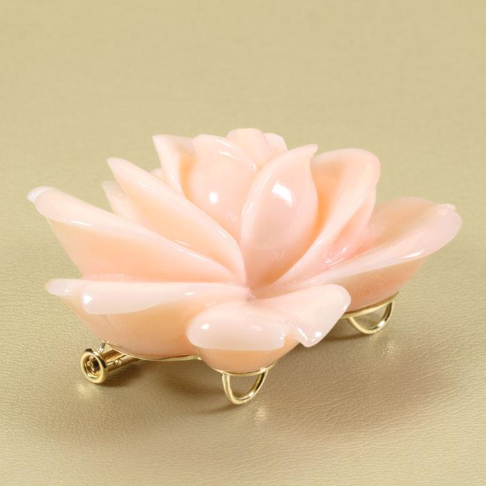宝石珊瑚のSANSUI ミッド 珊瑚 ピンク ペンダント ブローチ 薔薇 花 