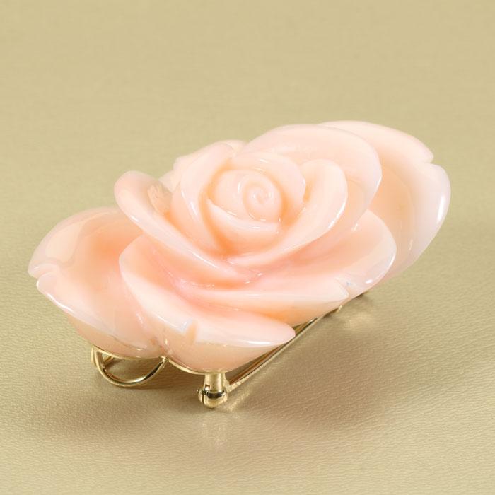 宝石珊瑚のSANSUI ミッド 珊瑚 ピンク ペンダント ブローチ 薔薇 花