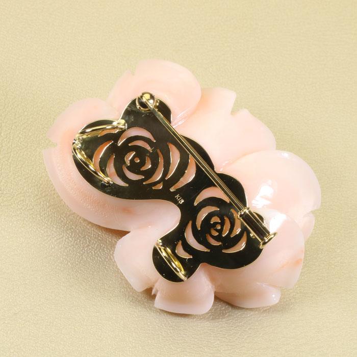 宝石珊瑚のSANSUI ミッド 珊瑚 ピンク ペンダント ブローチ 薔薇 花 