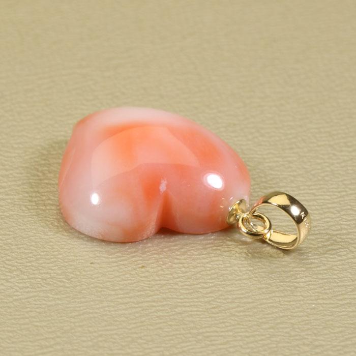 宝石珊瑚のSANSUI 深海珊瑚 ピンク ペンダント ハート K18YG 無染色