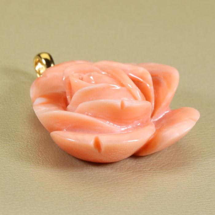ガーネ珊瑚 ピンク ペンダント 薔薇 バラ 花 SV シルバー 無染色 SANSUIの画像