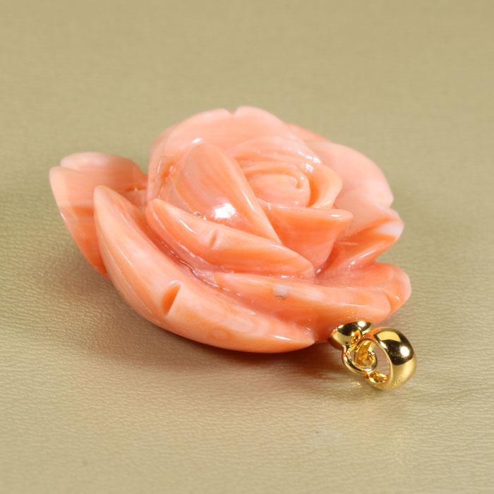 ガーネ珊瑚 ピンク ペンダント 薔薇 バラ 花 SV シルバー 無染色 SANSUIの画像