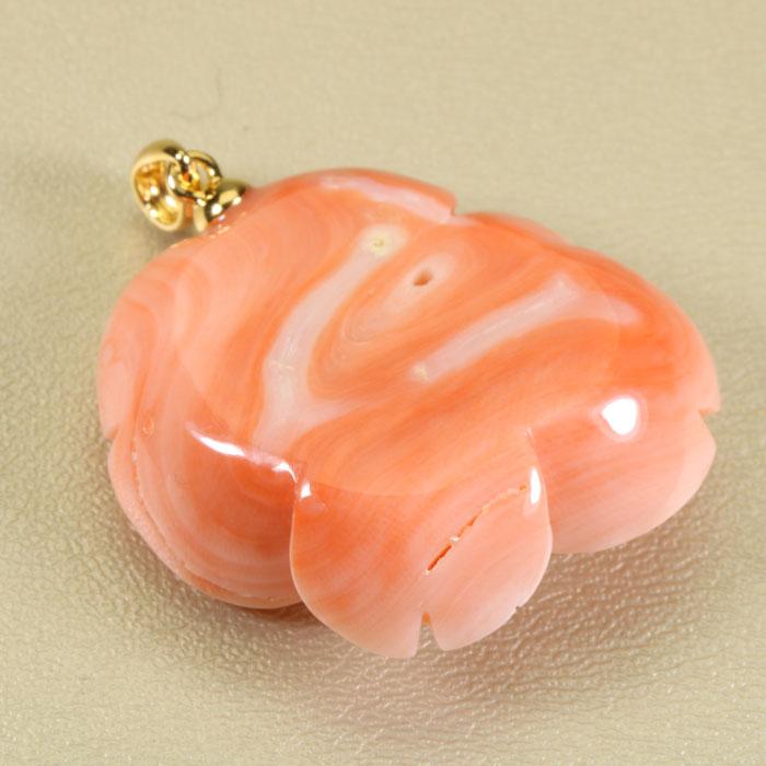 ガーネ珊瑚 ピンク ペンダント 薔薇 バラ 花 SV シルバー 無染色 SANSUIの画像