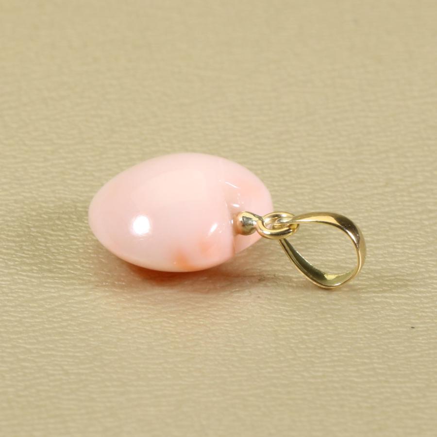 ガーネ珊瑚 ピンクサンゴ ペンダント トップ ハート K18 イエローゴールド 無染色 SANSUIの画像