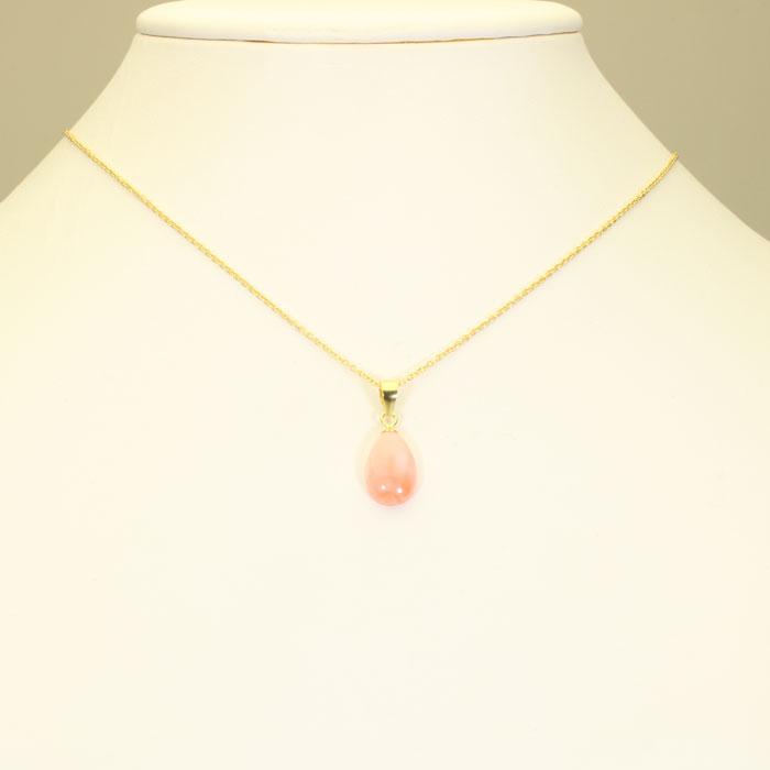 宝石珊瑚のSANSUI 深海珊瑚 ピンク ペンダント ネックレス 雫 無染色