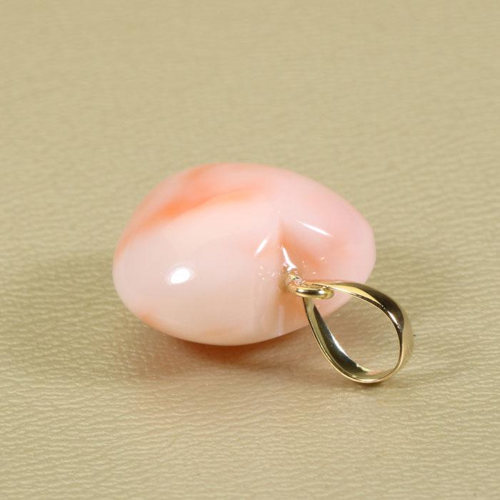 宝石珊瑚のSANSUI 深海珊瑚 ピンク ペンダント ハート K18YG 無染色