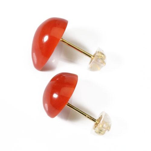 地中海紅珊瑚 ピアス 無染色 K18 イエローゴールド SANSUI_1