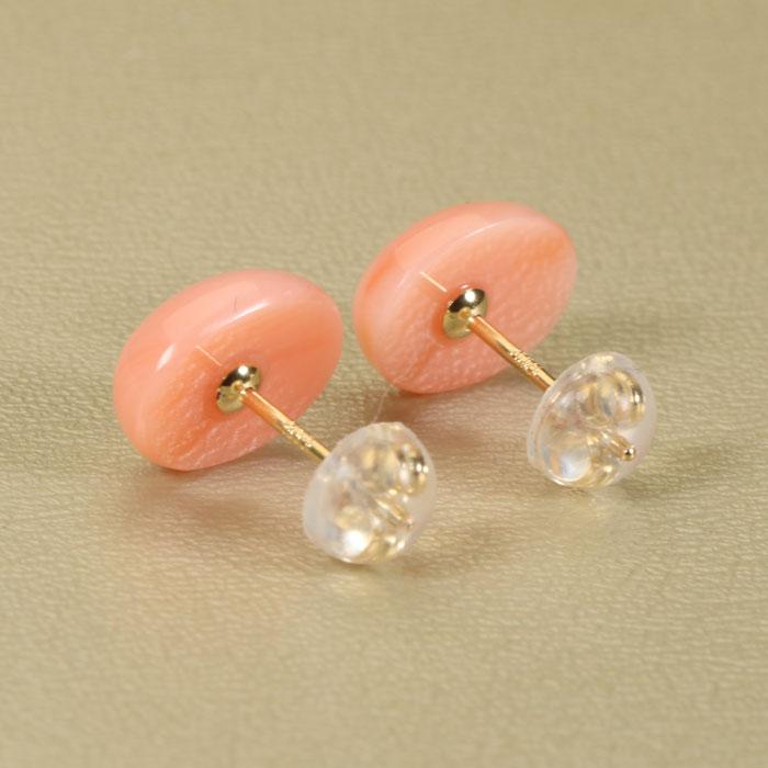 宝石珊瑚のSANSUI ガーネ珊瑚 ピンク レディース ピアス K18 18金