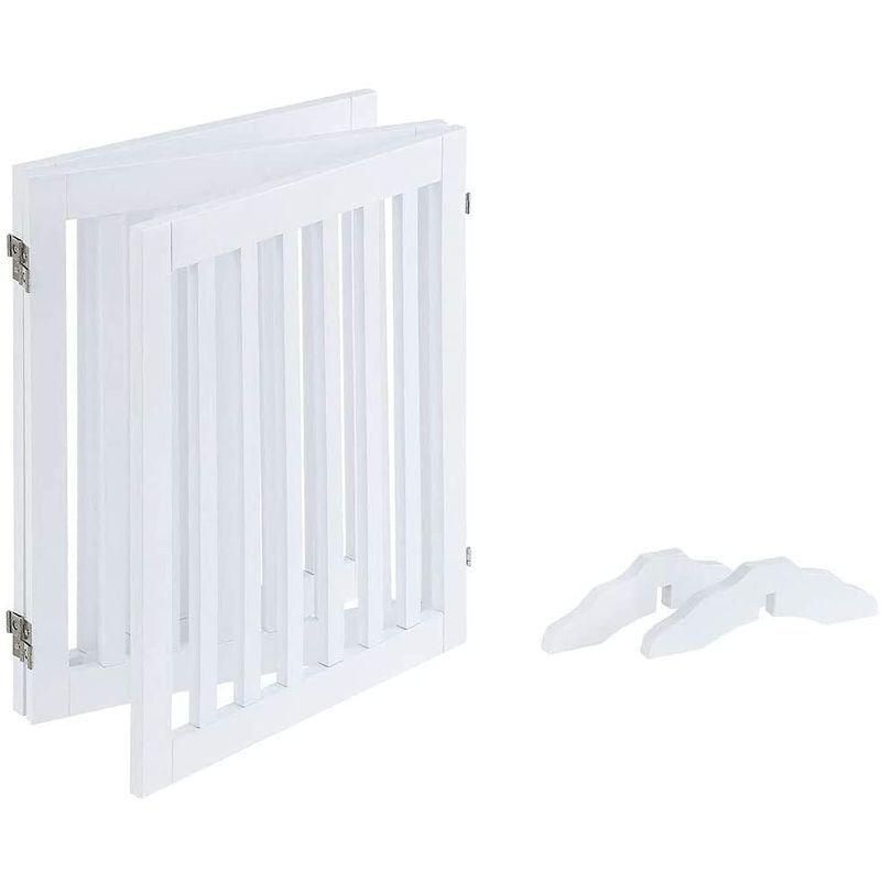 unipaws 木製犬用ゲート、折り式バリア、ペット用家具フェンス 、白い 木製犬用ゲート 折り式バリア ペット用家具フェンス 白い