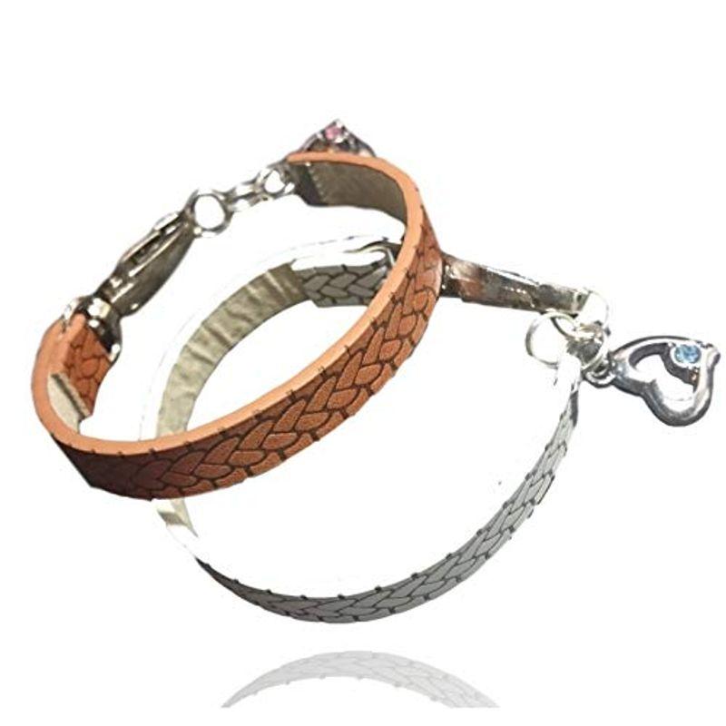 オープンハート ペア ブレスレット 簡単脱着フック アクセサリー ホワイト & ブラウン (白 茶) 20220808150426