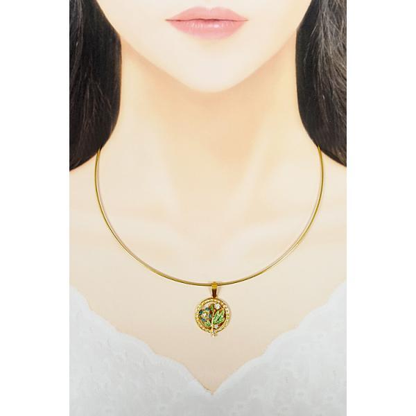 【もんじろう】 透かしブラック×ゴールド エマイユ ネックレス【アクセサリー】 マリエラ ダイヤモンド ネックレス K18YG フラワー 透かし オメガ 七宝