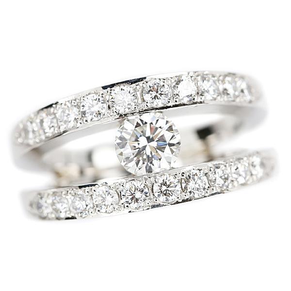 ダイヤモンド リング 0.504ct Pt900 透かし 太め 送料無料 美品 中古