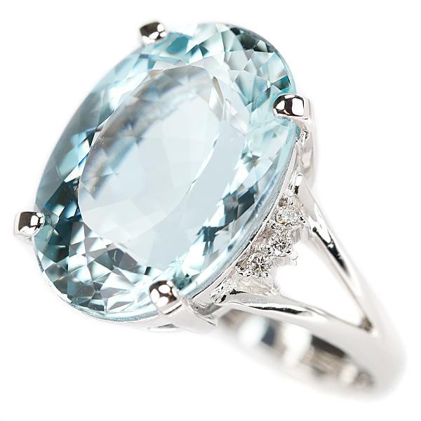 美品】K18WG アクアマリンダイヤモンドリング