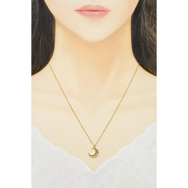 4℃ ダイヤモンド ネックレス 0.07ct K18YG 三日月 ムーン 透かし 4℃ ダイヤモンド ネックレス 0.07ct K18YG 三日月 ムーン 透かし