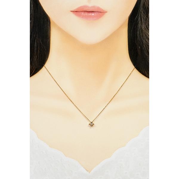 4℃ 一粒ダイヤモンドネックレス　PG 4℃（ヨンドシー） ダイヤモンド ネックレス K18PG フラワー 植物