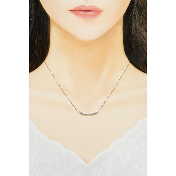 ダイヤモンド ネックレス 0.20ct K18WG スマイルライン カーブ 送料 