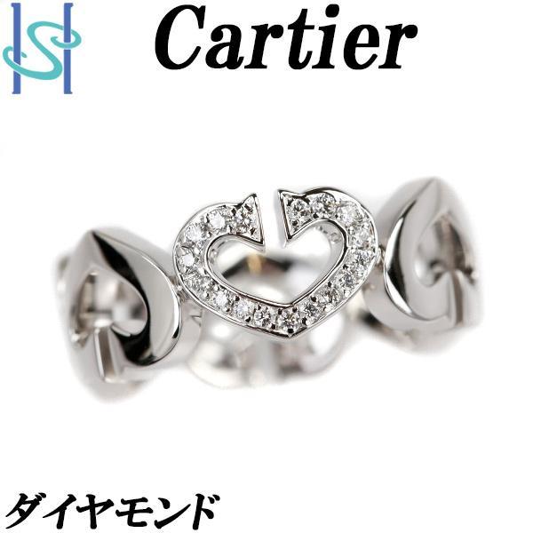 カルティエ Cartier Cハートリング #48ダイヤモンド K18WG Cartier（カルティエ） ダイヤモンド Cハート リング K18WG #48