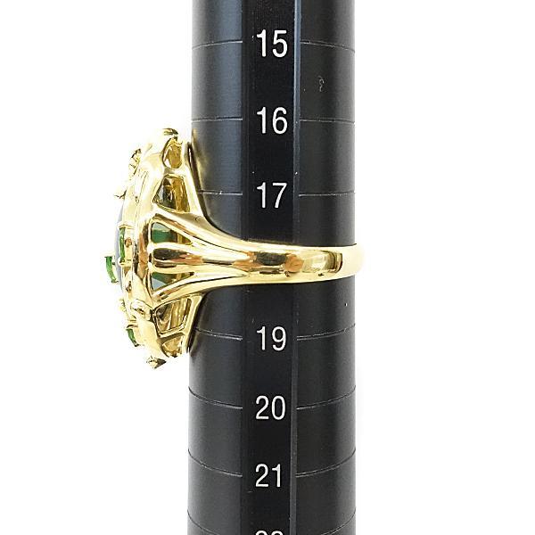 山本真理 アゲート グリーンガーネット ダイヤモンド K18YG Pt900 葉 